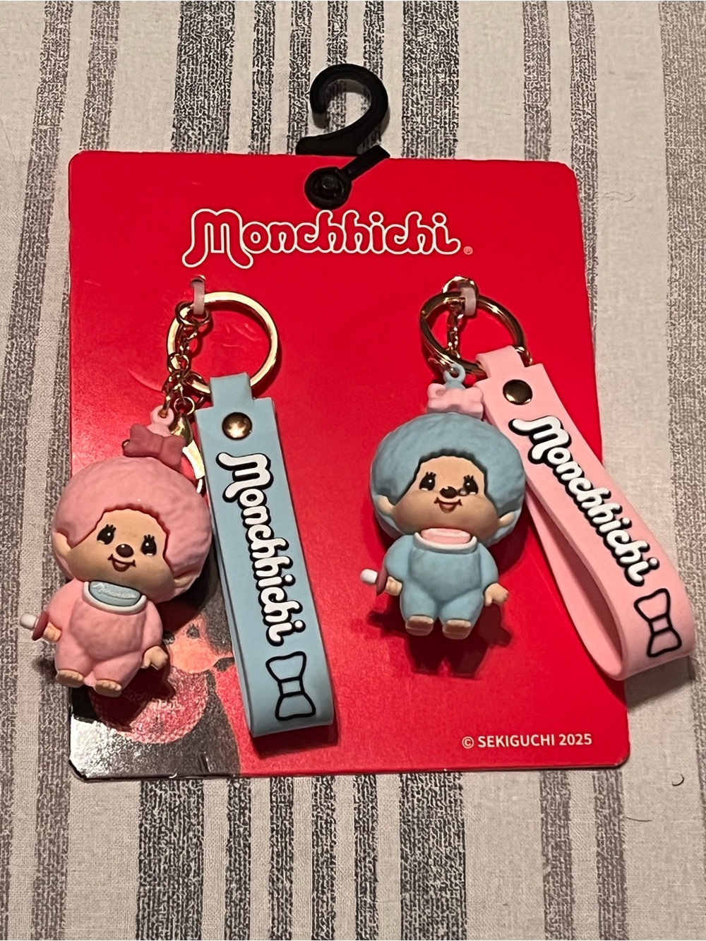 Monchhichi Keychain Set Pink & Blue | Cute Kawaii Bag Charm Duo NWT